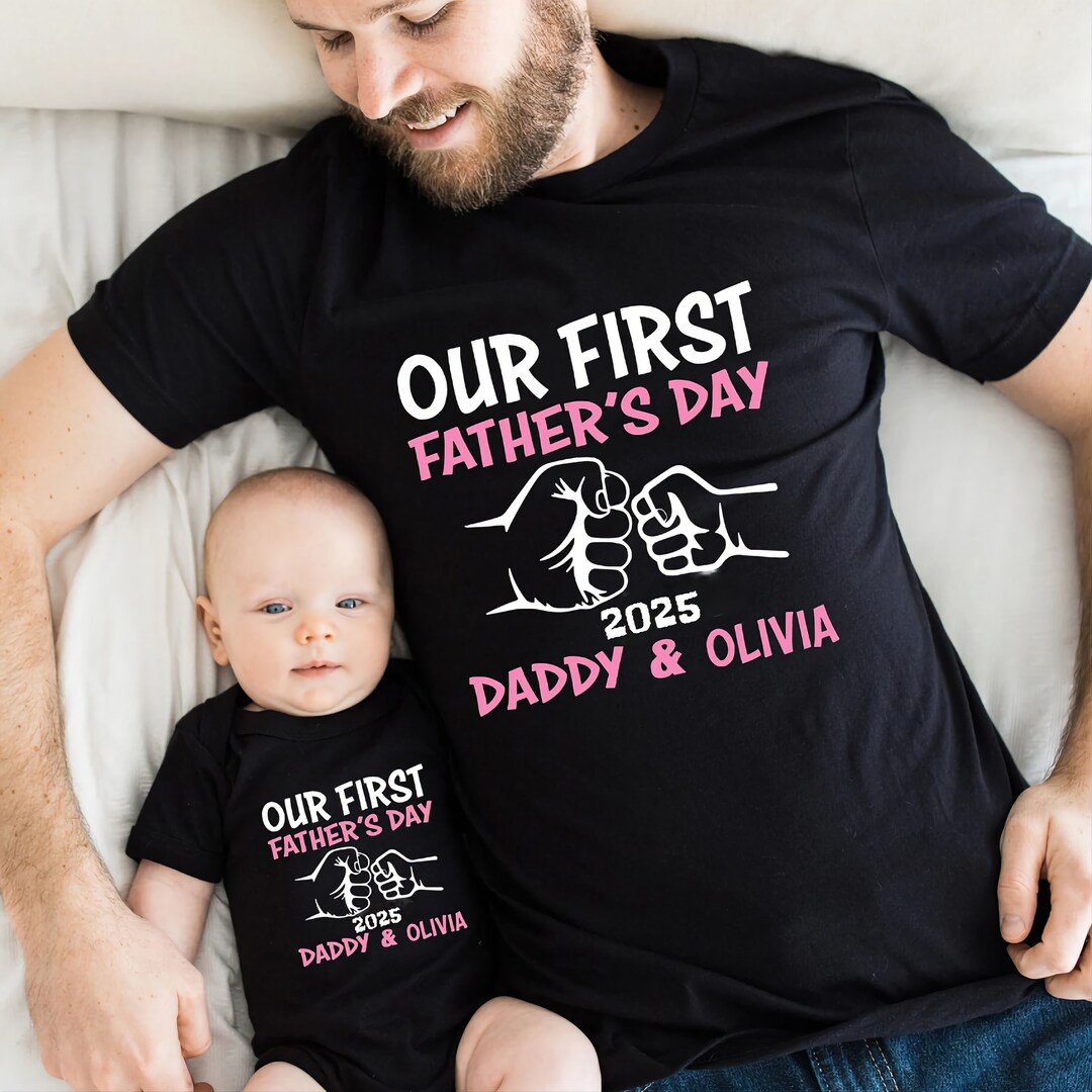 Father Son Matching Matching Daddy Baby Clothes 1st Father's Day Shirt, Personalized Kids Name Tshirt, Dad And Father Son Matching Matching Daddy Baby Clothes 1st Father's Day Shirt, Personalized Kids Name Tshirt, Dad And
